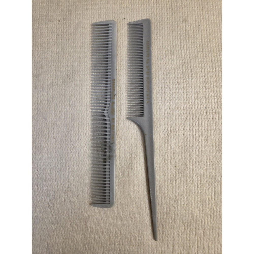 DuPont Starflite Comb Lot – No. 67 & No. 858 – Vintage Stylist Combs USA – Gray